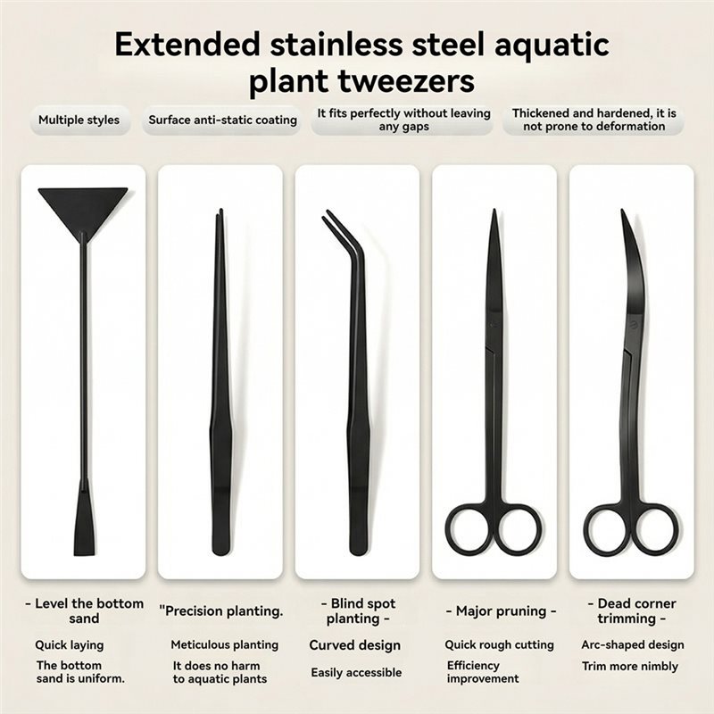 IALJ-Long Black Stainless Stee - đánh giá và giá Planted Aquarium Tool Kit